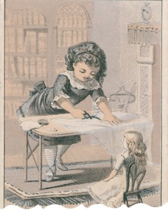 girl cutting fabric